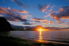 Aisén region, Chile: beach at sunset – hills where the temperate rain forest of northern Patagonia meets the Pacific Ocean - photo by C.Lovell