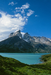 Torres del Paine National Park, Magallanes region, Chile: Cuernos del Paine - the Horns of Paine with Lake Nordenskjöld in the foreground – the park was once part of a large sheep estancia - Chilean Patagonia - photo by C.Lovell