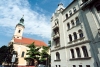 Hungary / Ungarn / Magyarország - Szeged: Serbian Othodox church and the offices of the Catholic church (photo by Miguel Torres)