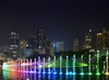 Kuala Lumpur, Malaysia: KLCC Park - fountain show at Lake Symphony, illuminated by colored lights - architect Roberto Burle Marx - photo by M.Torres