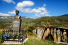 Montenegro - Durmitor national park: military bust and Durdevica Tara Bridge over the Tara river canyon, between the villages of Budecevica and Trešnjica - concrete arch bridge - Žabljak municipality - photo by D.Forman