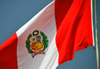 Lima, Peru: Peruvian flag - coat of arms designed by José Gregorio Paredes and Francisco Javier Cortés - Pabellón Nacional peruano - photo by M.Torres