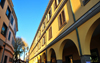 Porto Torres / Pòltu Tòrra, Sassari province, Sardinia / Sardegna / Sardigna: arcade - building on Piazza Garibaldi - photo by M.Torres