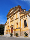 Sassari / Tàthari, Sassari province, Sardinia / Sardegna / Sardigna: façade of the church of San Giuseppe - designed by the engineer Francesco Agnesa, with a touch of Gaetano Cima inspiration - Via Giorgio Asproni, corner with corso regina Margherita - photo by M.Torres