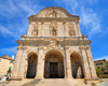 Sassari / Tàthari, Sassari province, Sardinia / Sardegna / Sardigna: Cathedral of St. Nicholas - rectangular portico surmounted by four niches - Duomo di San Nicola - quartiere di Sant'Apollinare - photo by M.Torres